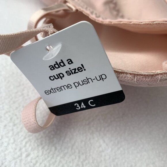 Rene Rofe Lace Pink Bra 34C Extreme Push Up Floral NWT - Picture 4 of 6